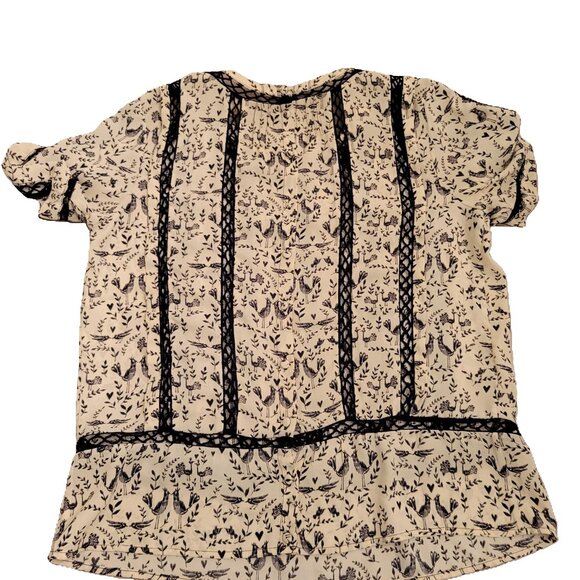 ANTHROPOLOGIE Meadow Rue Love Bird Crochet Lace Blouse  Women Size Medium - Picture 2 of 9